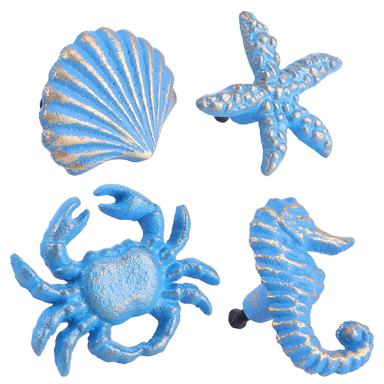 Nautical Knobs Rustic Retro Cast Iron Creative Animal Door Knob Home Decor Cabinet 4Pcs