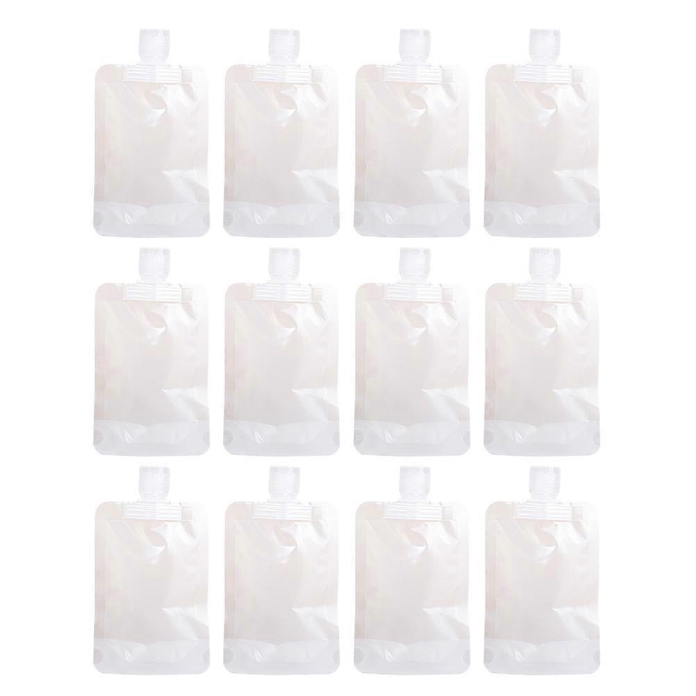 12pcs Portable Refillable Travel Pouches for Shampoo & Lotion – Frosted Semi Transparent Leakproof Cosmetic Subpackage Bags, Space Saving Durable