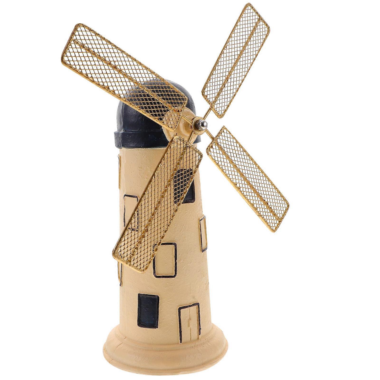 Rustic Mini Windmill Desktop Ornament Vintage Table Decoration Resin Windmill Decor