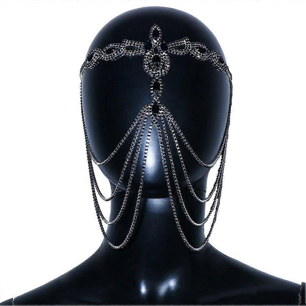 Women's Masquerade Mask Rhinestone Bling Face Chain Mask with Crystal Tassel Veil for Party Night Club Cosplay