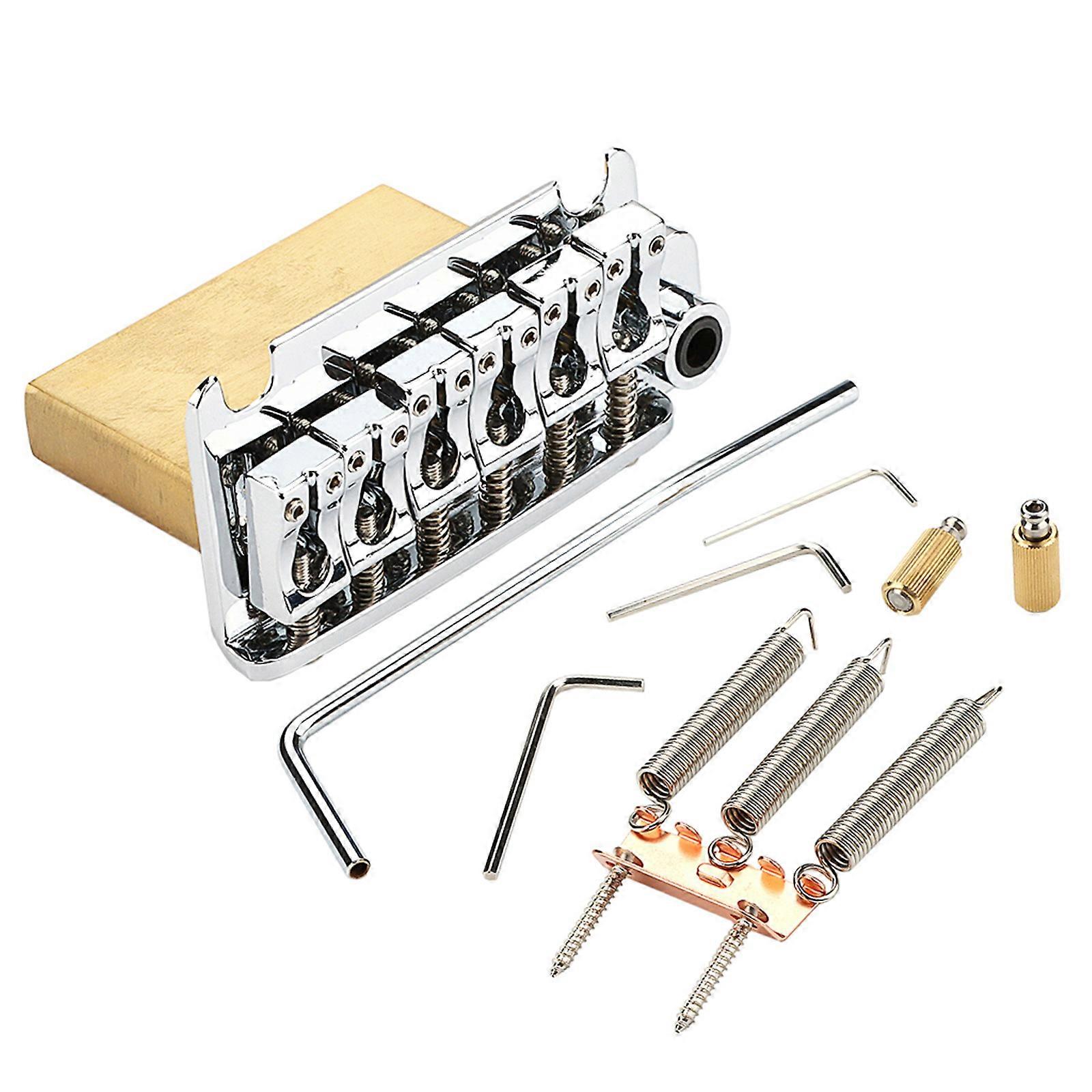 2 Point Guitar Tremolo Bridge with Tremolo System Saddles and Full Size Brass Block 2-Point Electric Guitar Bridge Multicolor