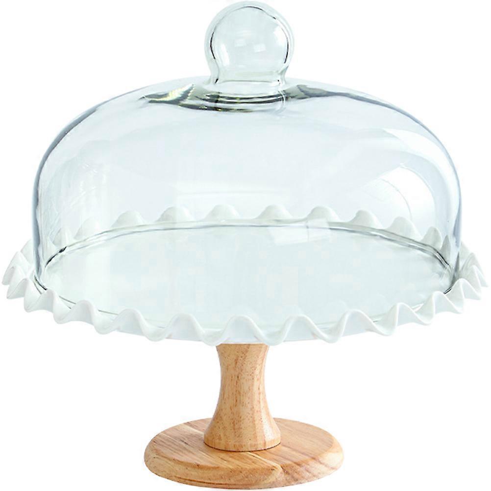 Cake Holder With Lid Food Display Birthday Party Modern Dessert Tray Synthetic Material 1Pcs