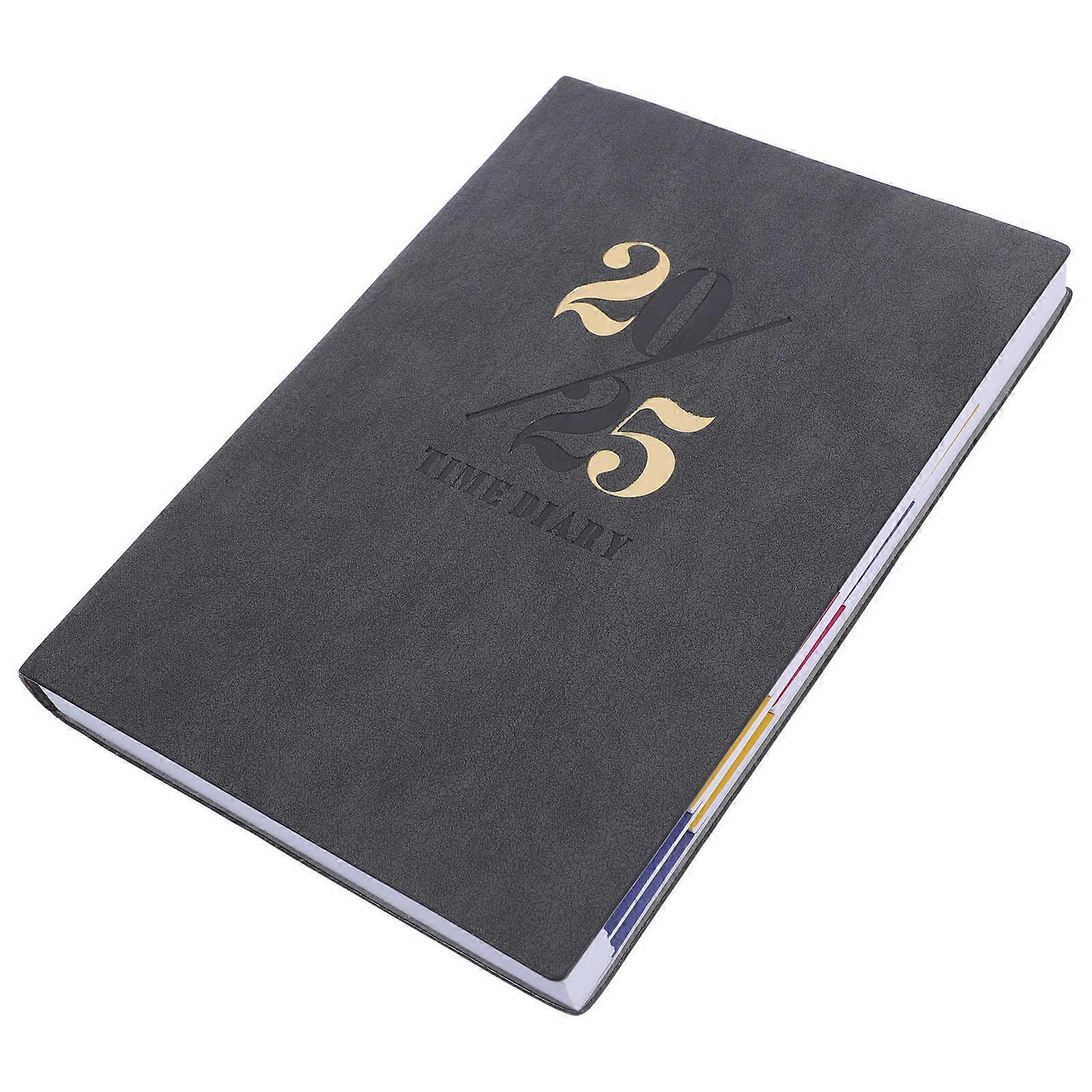 Daily Planner Writing Book Monthly Scheduler 2025 Practical PU Cover Black