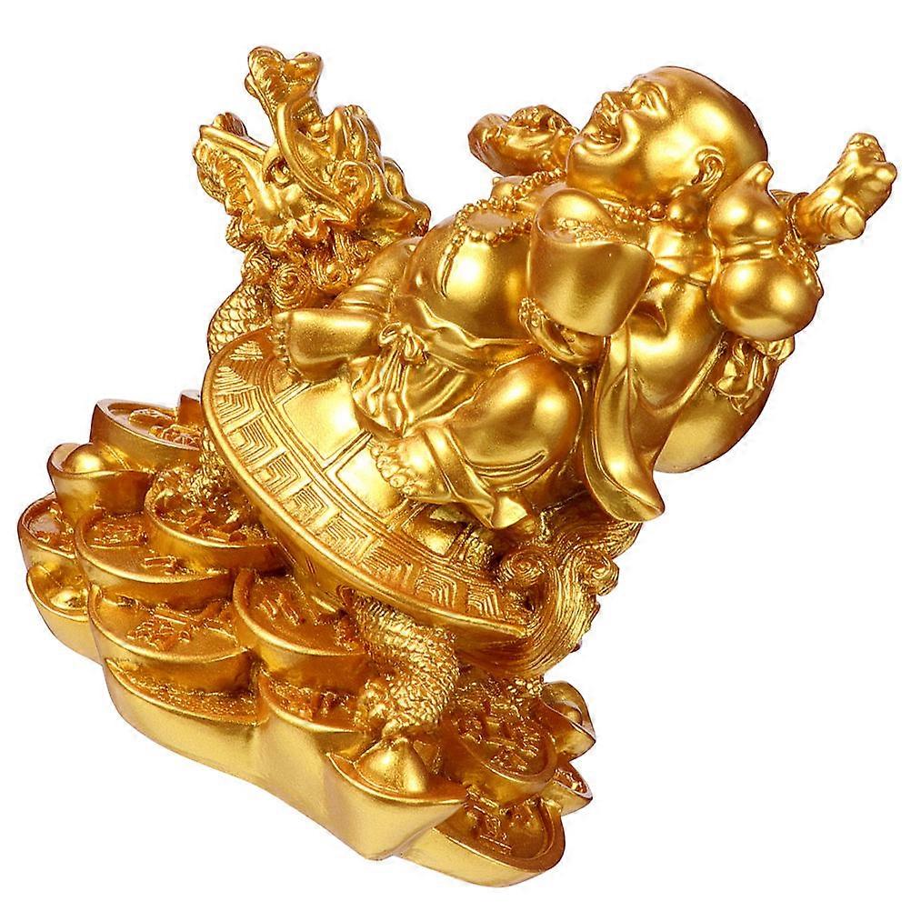 Golden Buddha Statue for Home Decor Resin Craft Desktop Adornment Small Size 6 8 Inches