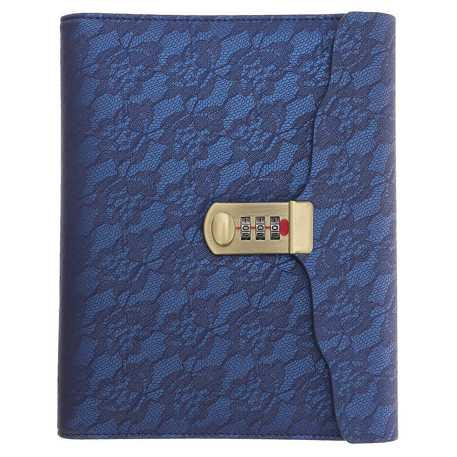 Combination Lock Journal Locked Notebook Imitation Pu Material Rectangular Shape Retro Style School Office Travel Use 1Set