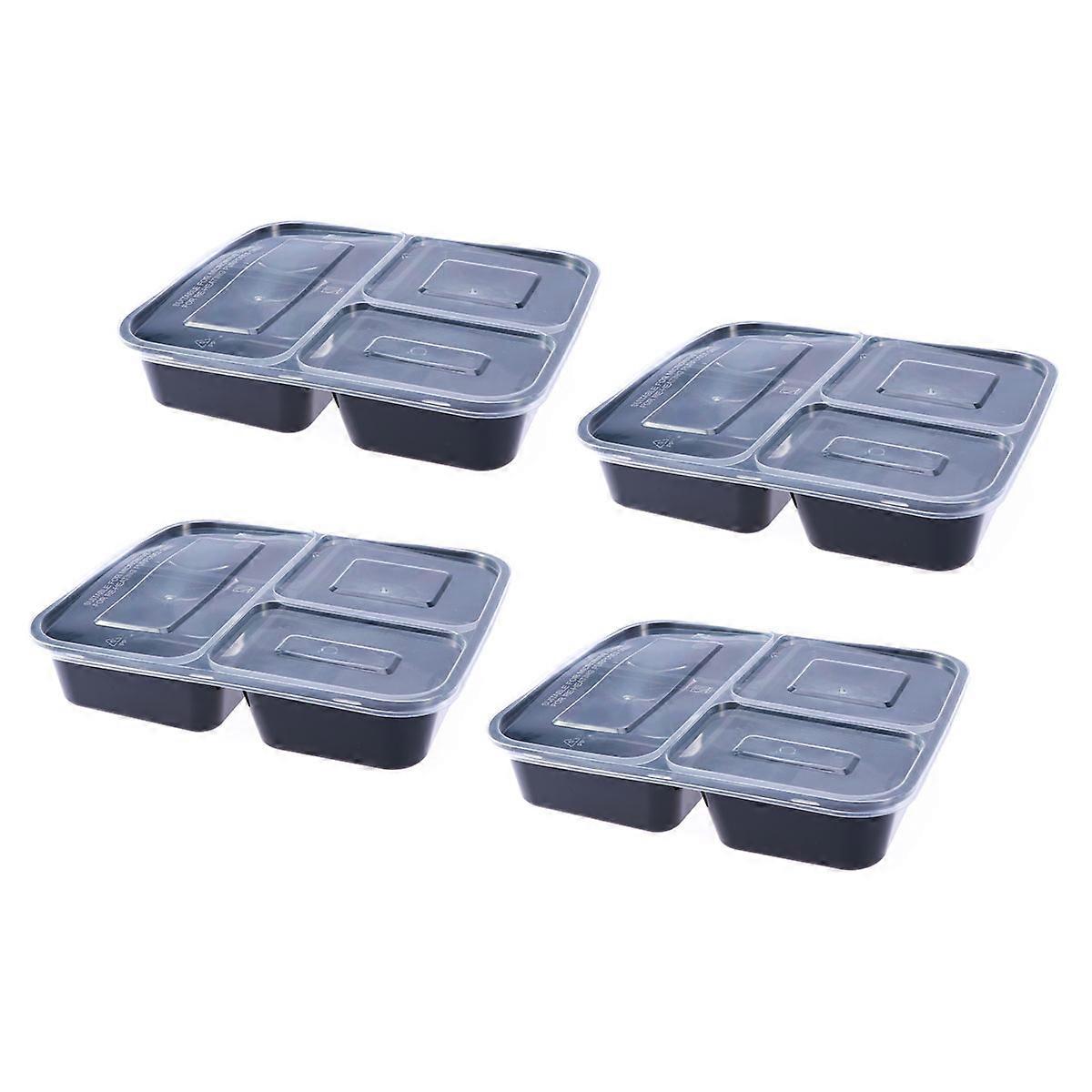 Office Lunch Container Meal Prep Boxes Dishwasher Freezer Safe 3-Compartment Design 4Pcs For Adults