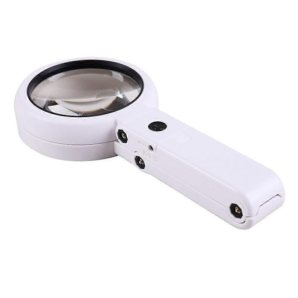 Handheld Reading Magnifier, Foldable Desktop with Dual Purpose and LED Light, 5X Magnifying Glass