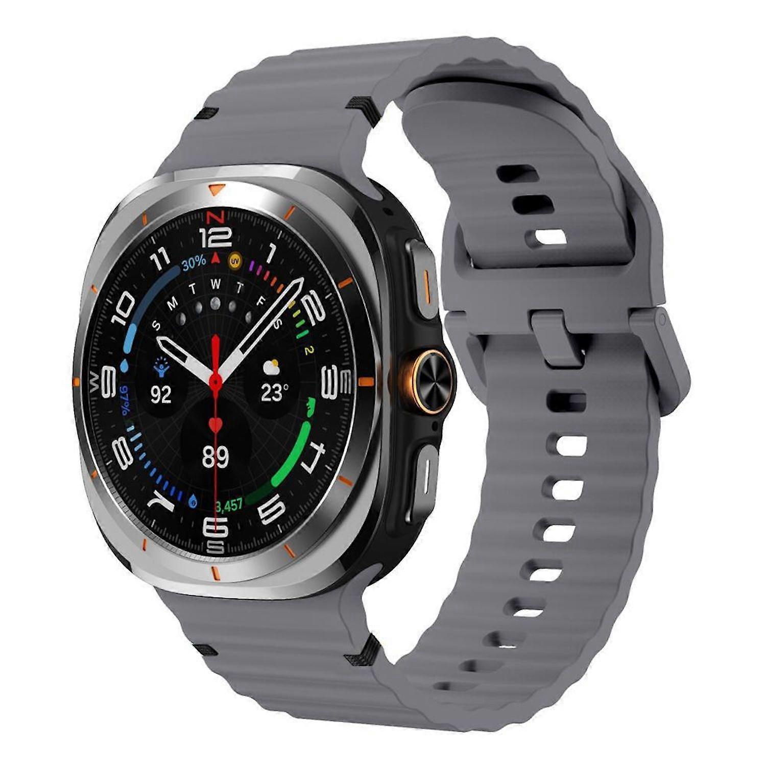 For Samsung Galaxy Watch 8/8 Classic Silicone Wristband Gray Size: L