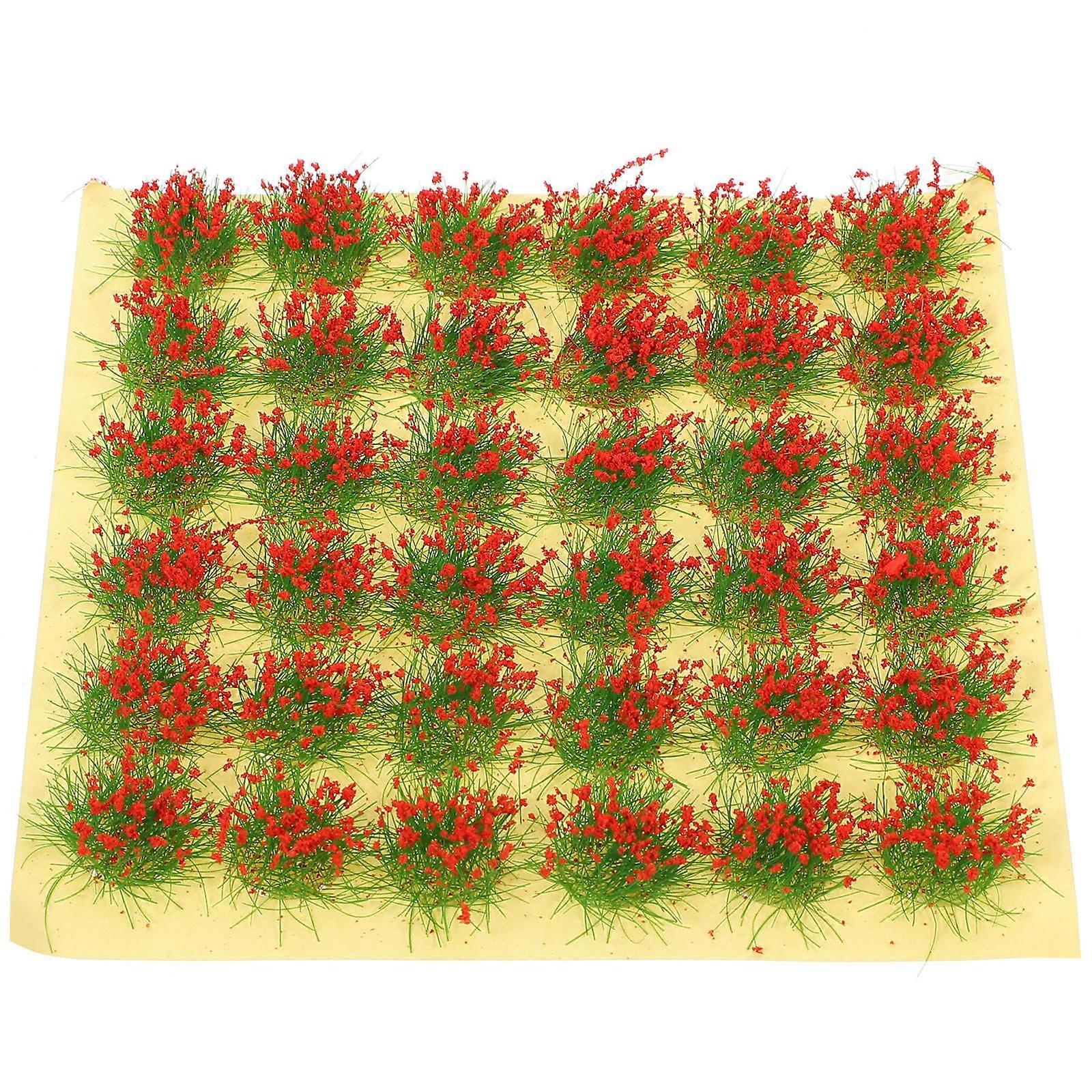 Red Plastic Grass Cluster for Decor Lightweight and Durable Perfect for Sand Table and Miniature Garden