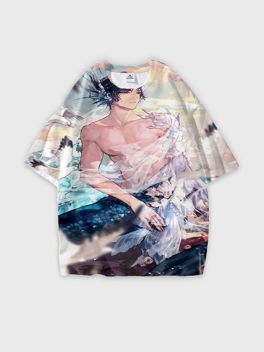 T-shirt round neck Role Pattern loose short sleeve E1604