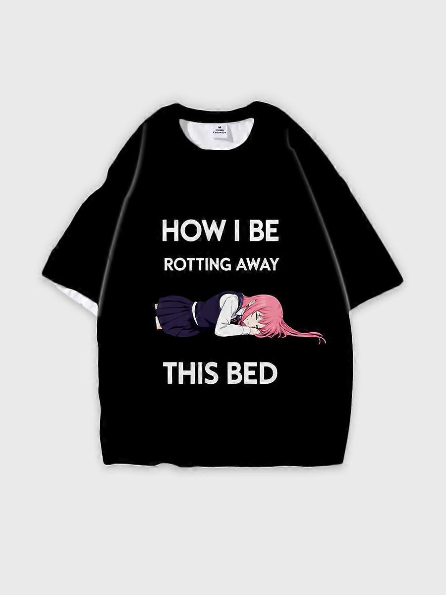 T-shirt round neck book Characters Pattern loose short sleeve E994