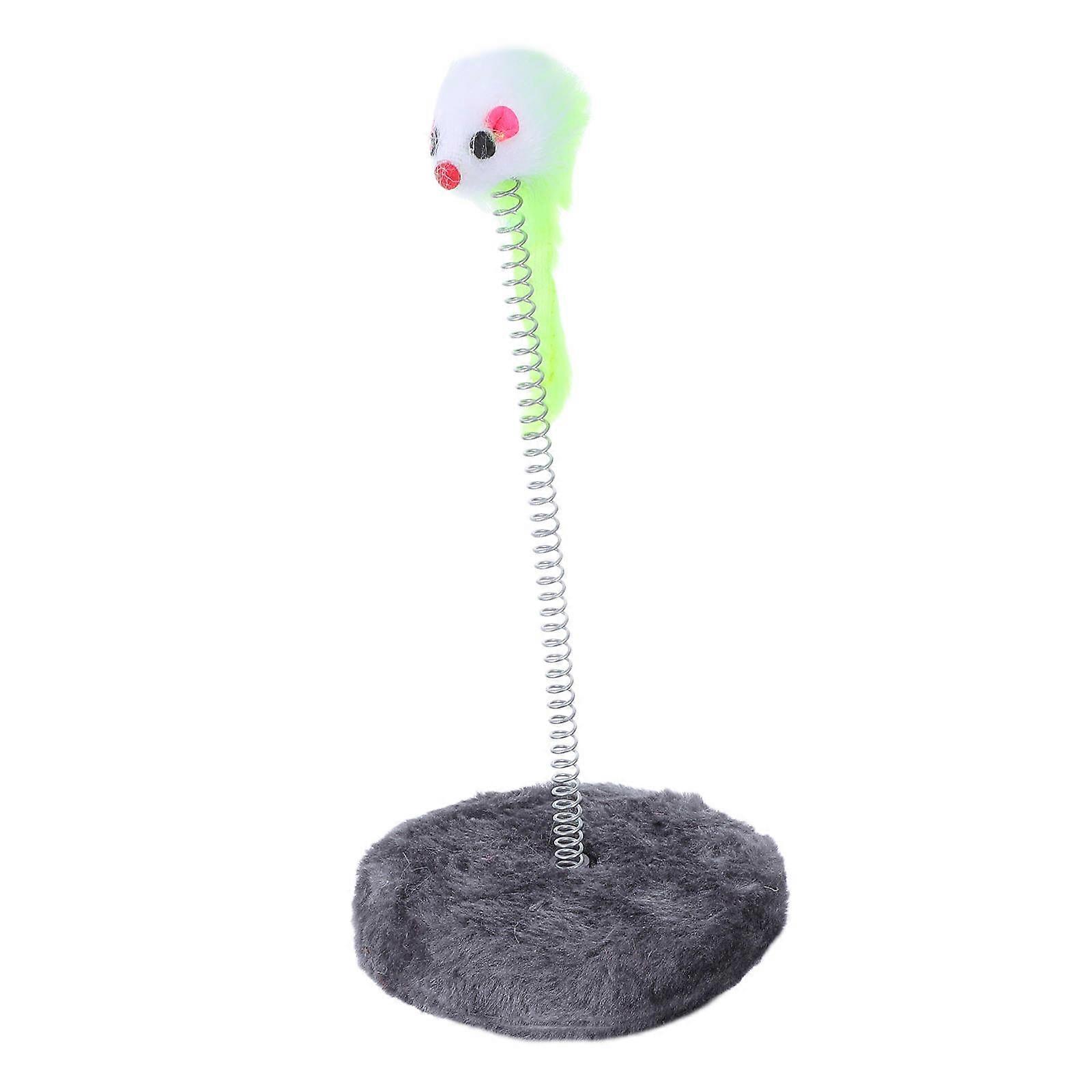 Interactive Toy for Kittens Cat Teaser Grey Plush Mouse on Stick - Endless Rebound Fun