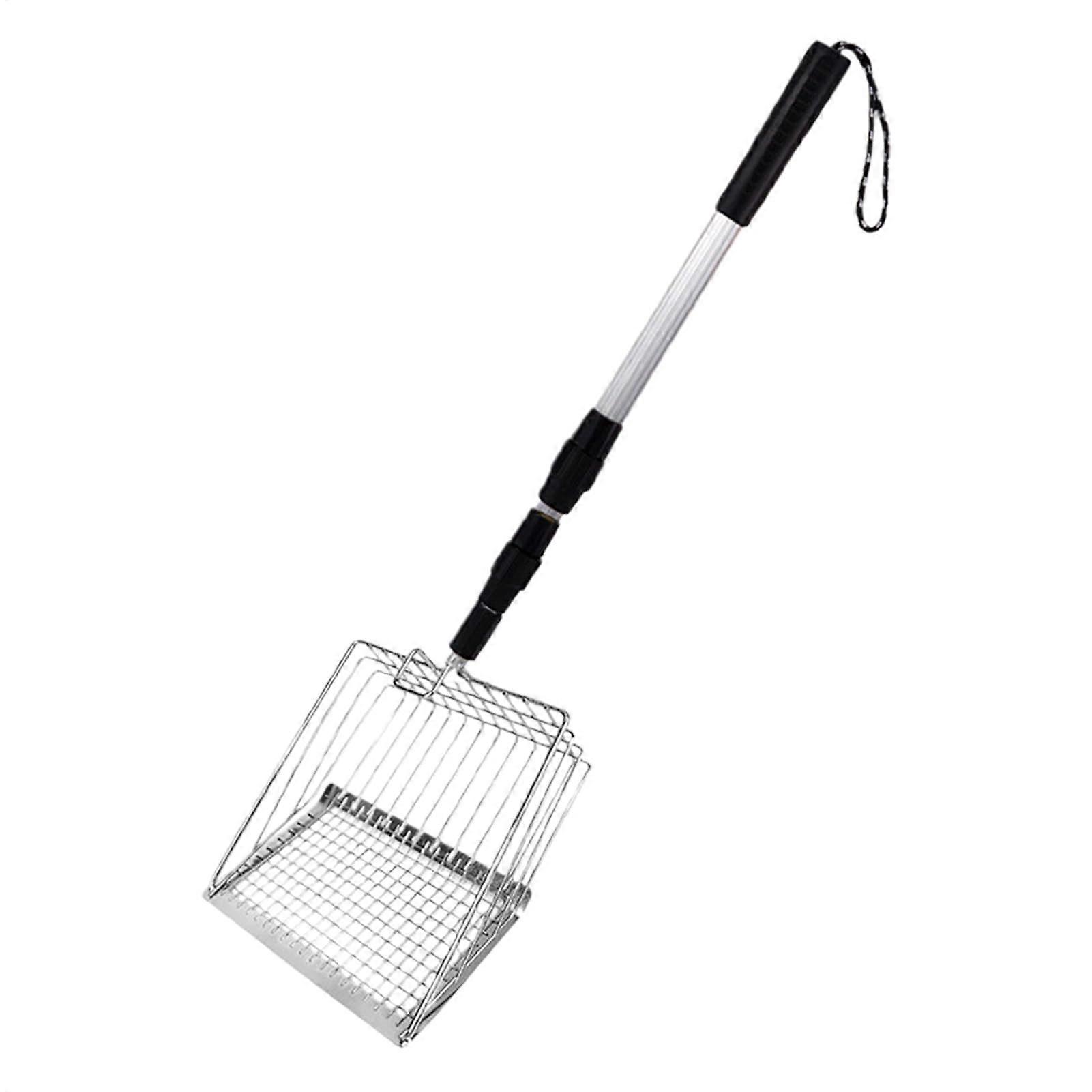 Metal Cat Mullschaufel Cat Litter Scoop Deep Metal Scoop With Long Handle Pooper Scooper Cat Poop Sifter Silver