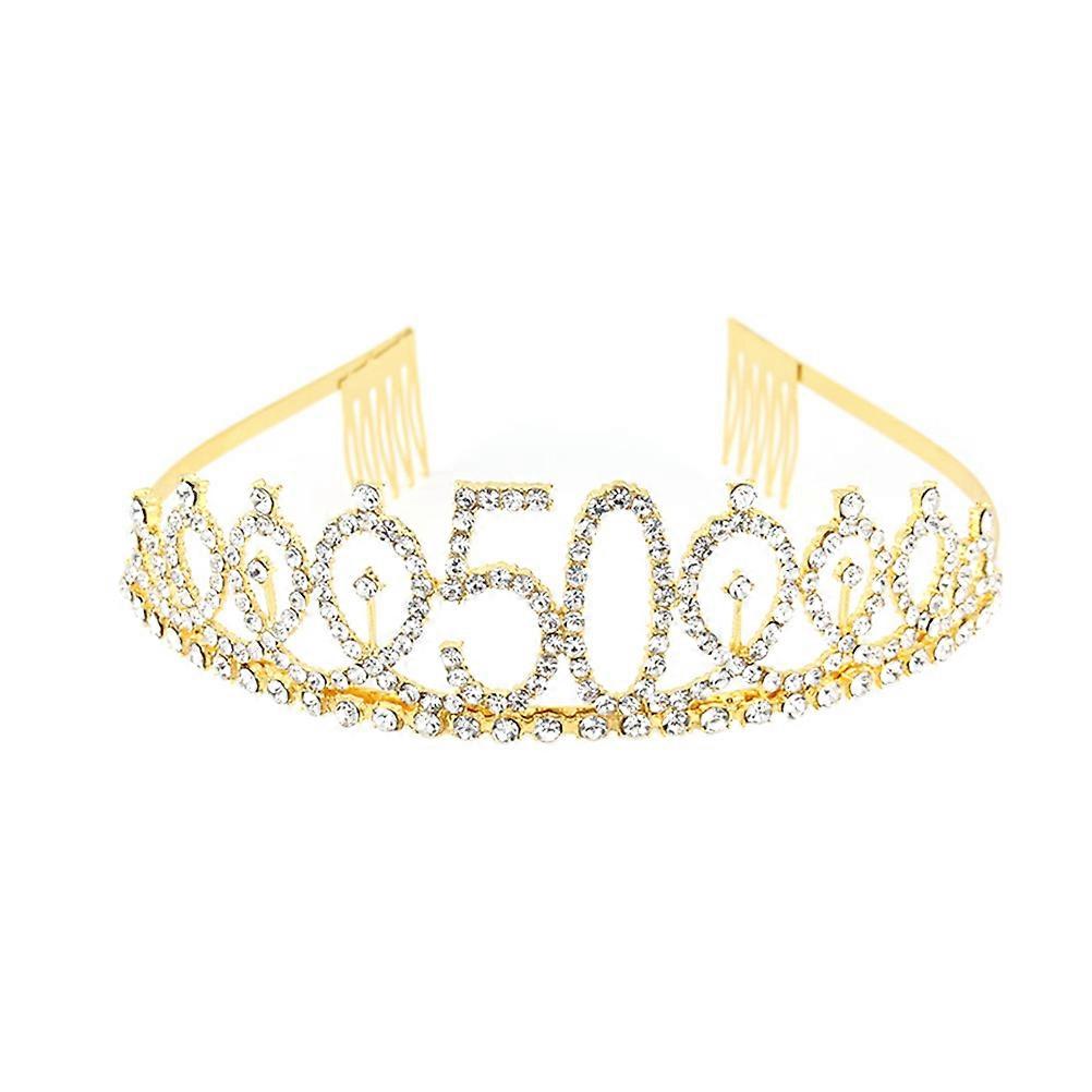 Alloy Birthday Crown Elegant Hair Comb Insertion Stable Wearing For Engagement 13 x 12 x 3.5 cm
