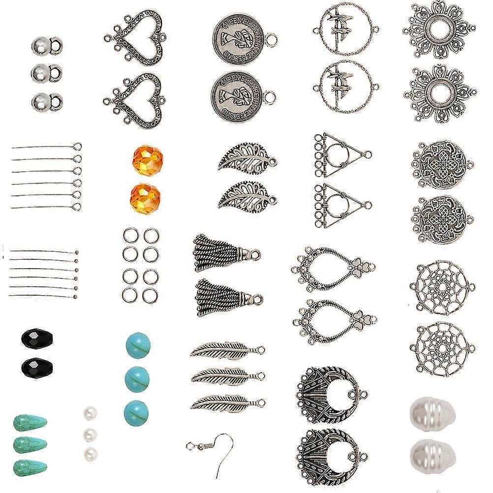 Earring Making Supplies Kit 1 Set of 309Pcs Retro Style Assorted Color Accessories Perfect For Jewelry Crafts