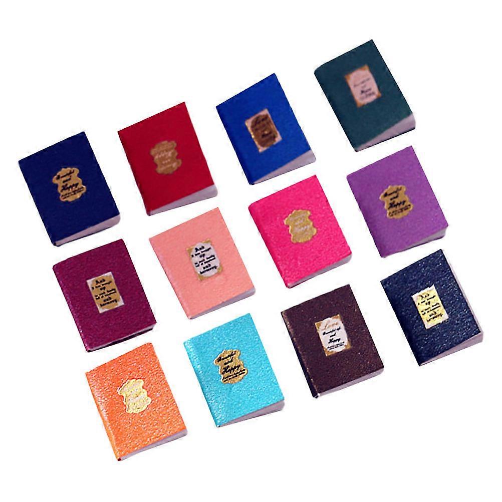 Assorted Color Miniature Books for Decoration 12Pcs Coated Paper Props