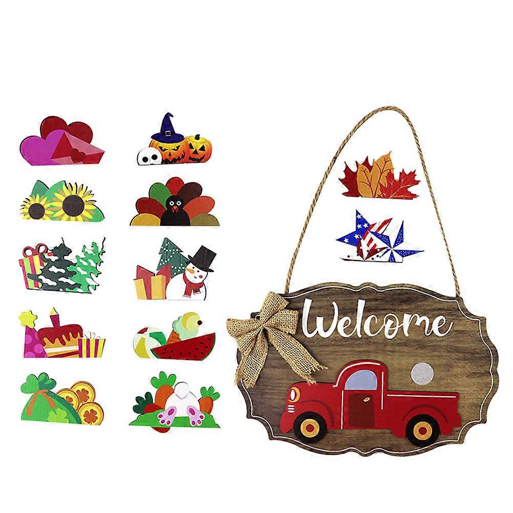 ホームお祝いのシーン装飾のためのウェルカムデコレーション木製壁掛けアソートカラー30x20x0.5cm 1セット