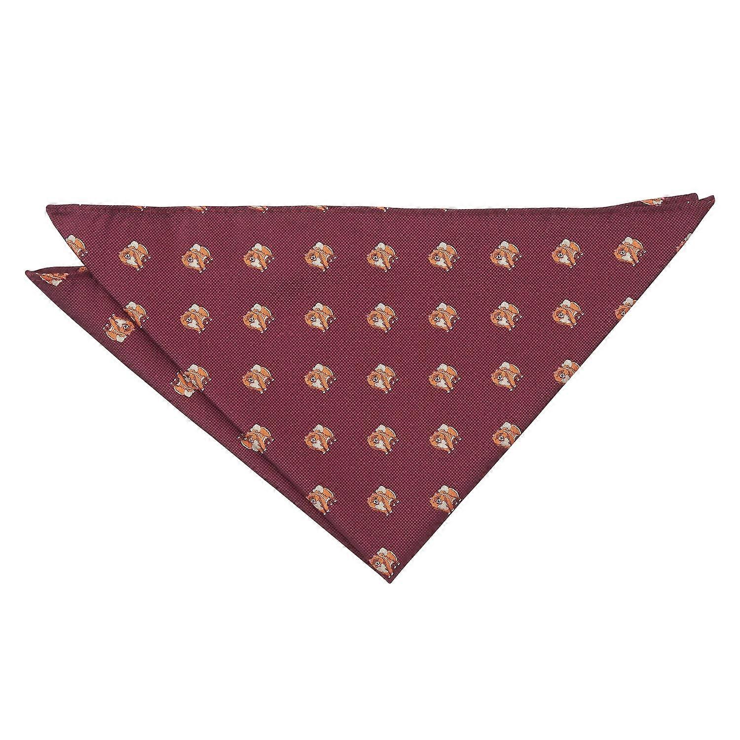 Burgundy Pomeranian Dog Embroidered Pocket Square
