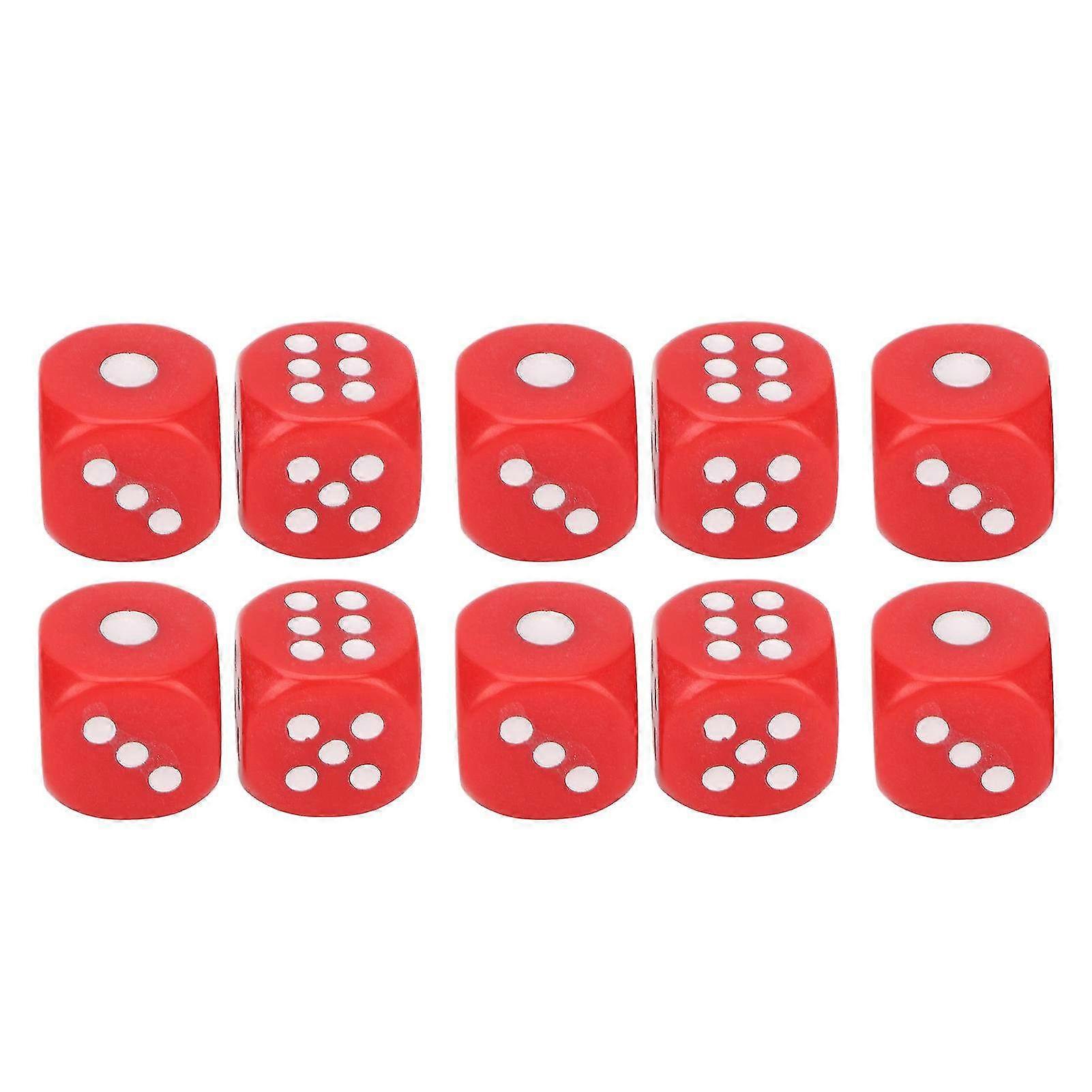 Set of 10 Waterproof 6-Sided Dice - Durable & Portable Standard Gaming Dice for Entertainment - Vibrant Red Color