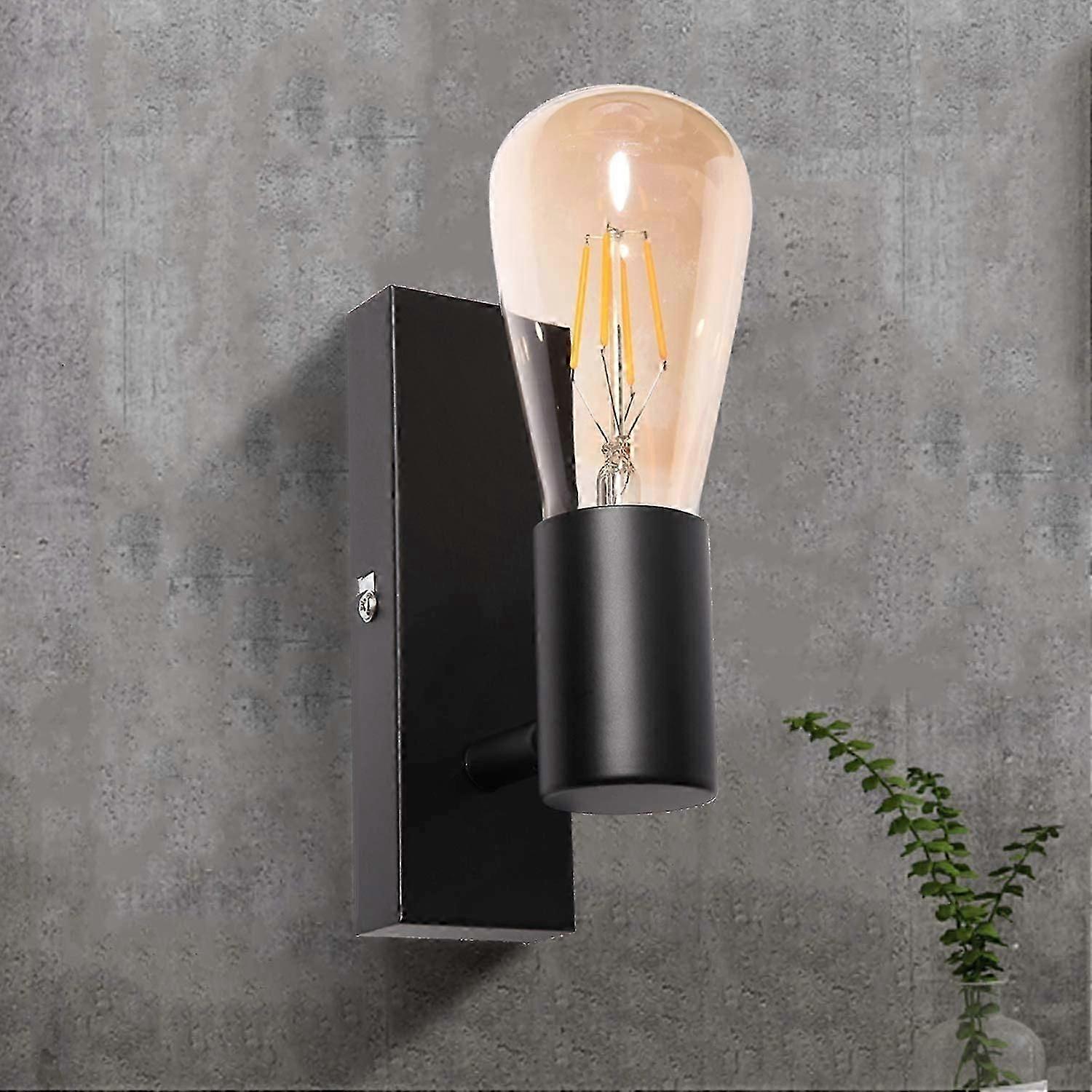 Adjustable Vintage Wall Light with E27 Socket for Indoor Use, Black Retro Industrial Design, LED Compatible, Bulb Not Included