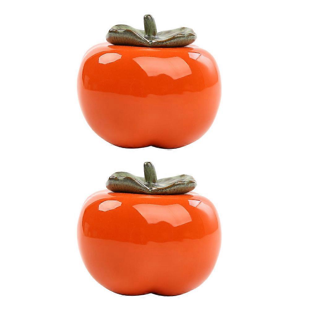 2pcs Ceramic Tea Jars, Airtight Spice Containers, Compact Design, Smooth Finish for Kitchen Storage and Organization