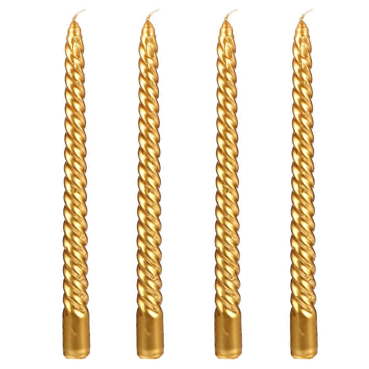 4Pcs Burning Electroplating Candle In Golden Color For Decorative Uses At Parties And Weddings
