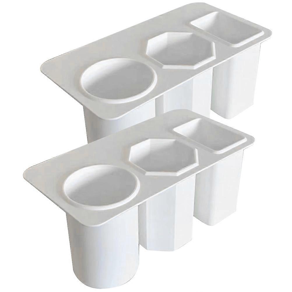Desk Stationary Organizer 2Pcs White Adhesive Holder Designed For Professionals And Students With Multiple Compartments