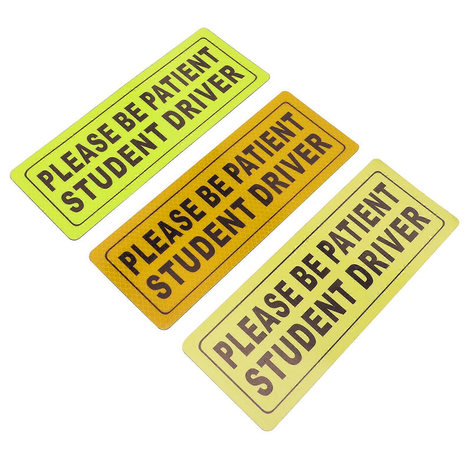 Portable Reflective Car Magnet Sticker For Student Drivers 3Pcs Featuring Easy To Remove Design