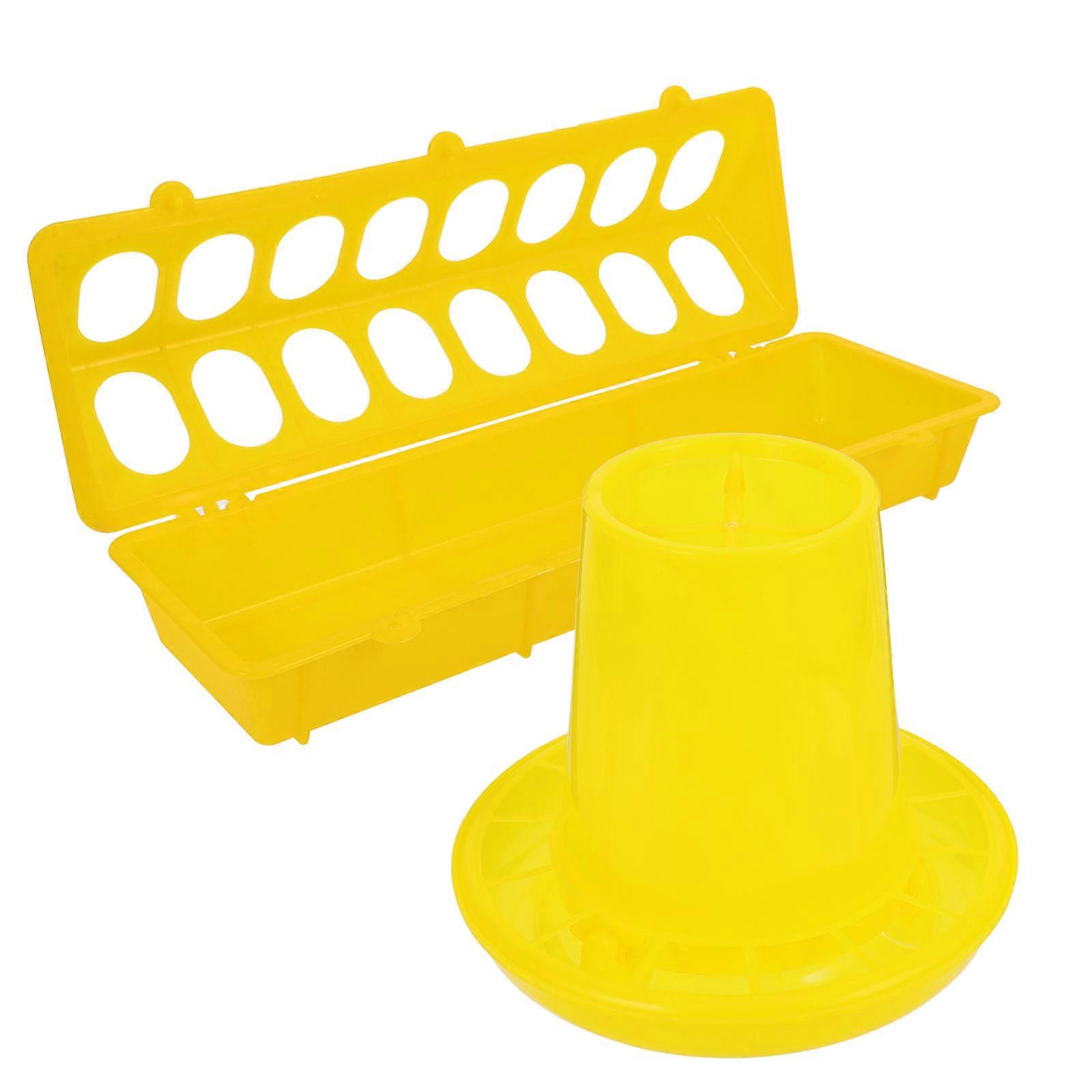 Food Storage Automatic Chicken Feeder Set for Daily Use Designed in Yellow Suitable for Chickens with Durable Structure 1 Set