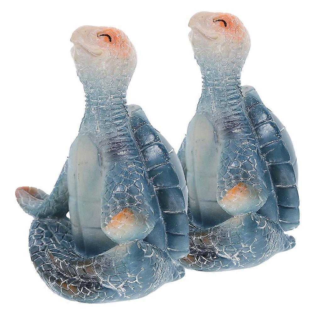 Turtle Sculpture Decor For Garden Enthusiasts Featuring Realistic Appearance In Blue Color Made Of Resin 2Pcs
