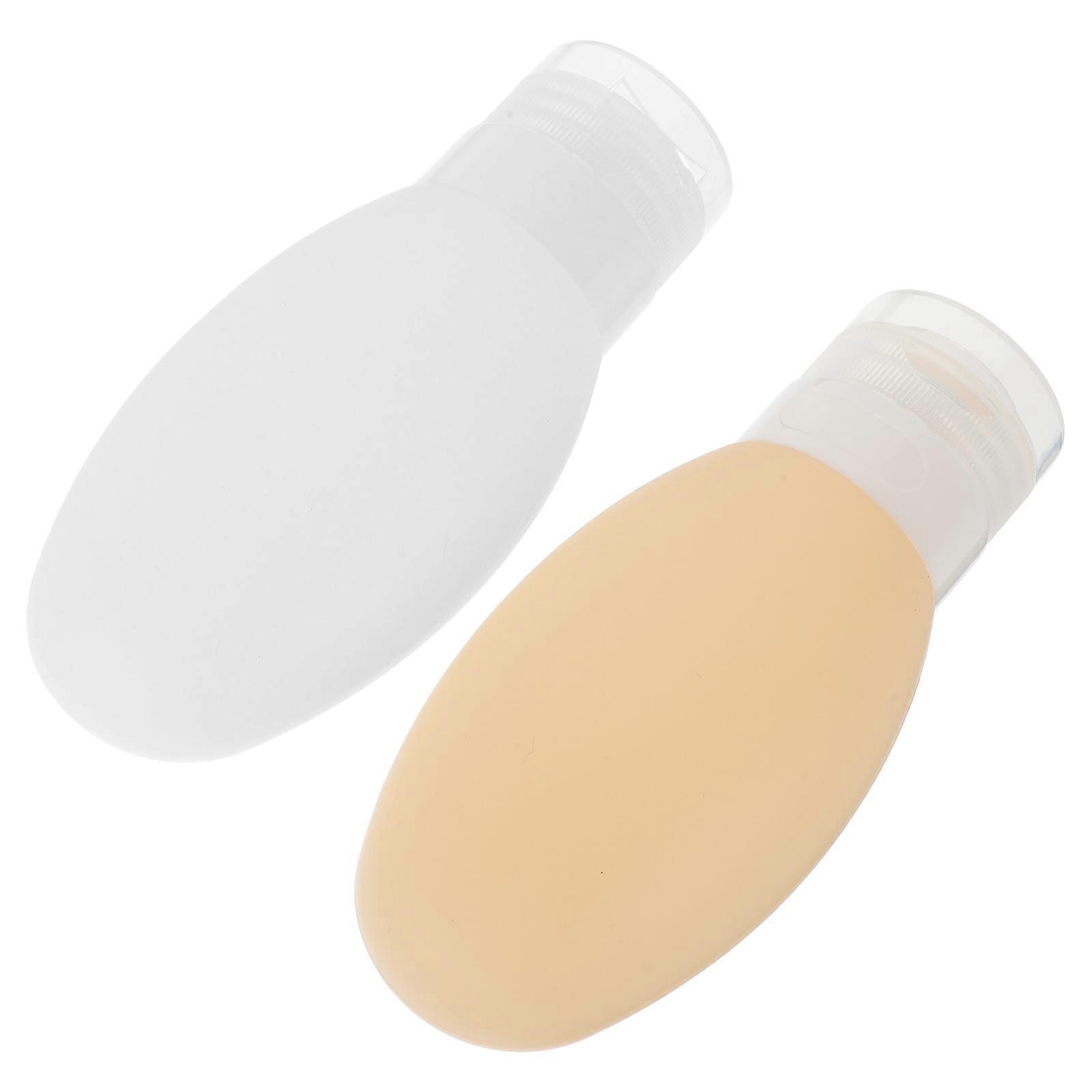 2pcs 100ml Travel Bottles Silicone Squeezable Lotion Dispensers Toiletry Containers with Suction Cups White and Yellow