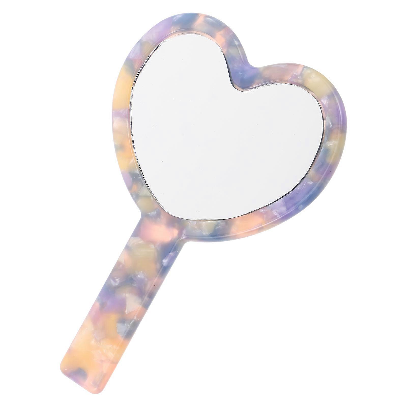 Heart Shaped Handheld Makeup Mirror – Durable Acetate Design, Compact & Stylish Travel Essential for Quick Touch Ups
