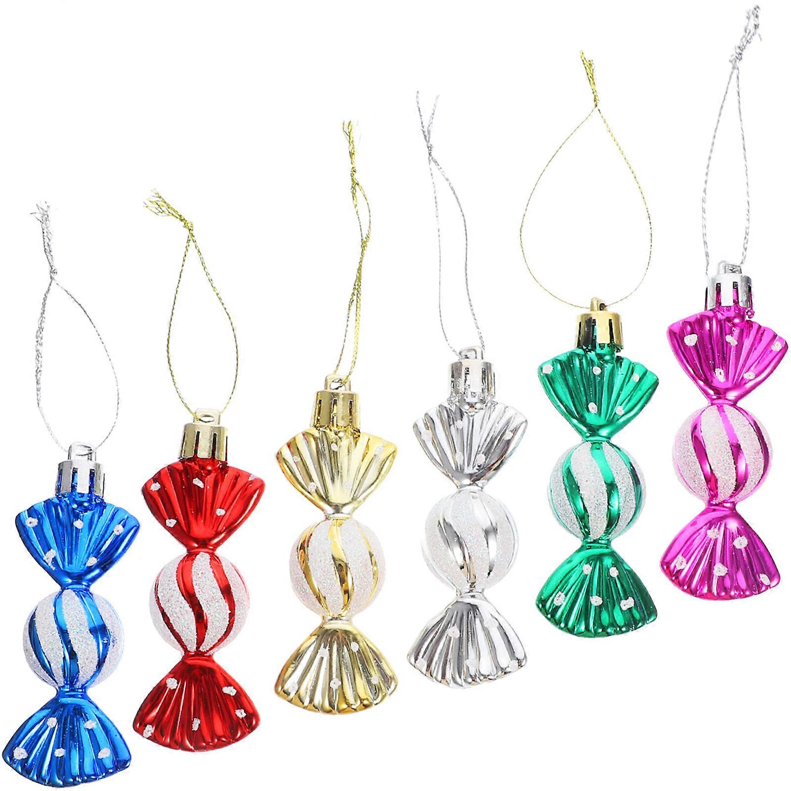 Candy Lollipop Christmas Tree Decorations 6Pcs Hanging Ornament Suitable For Families Kids Christmas Themed Plastic