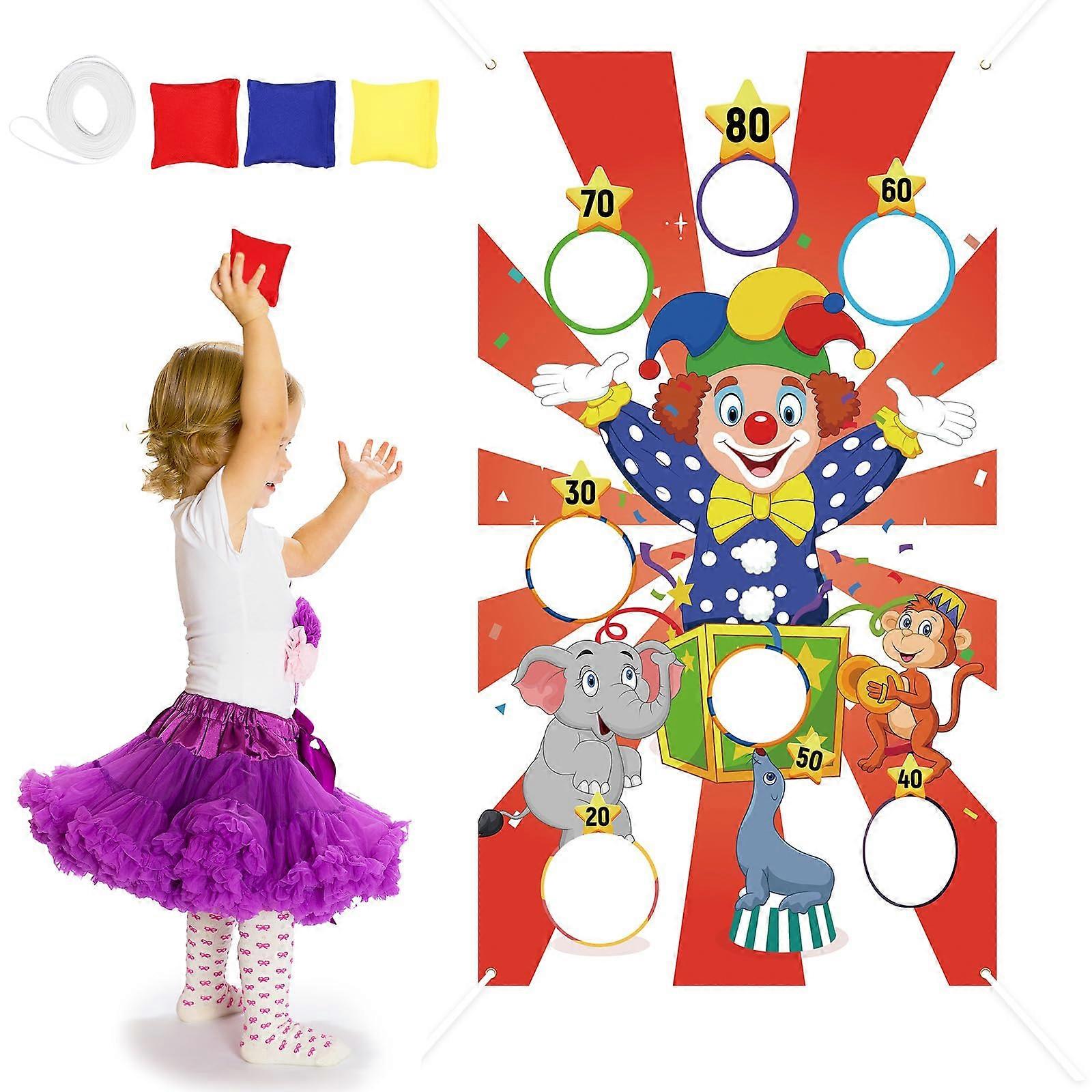 Clown Throwing Games Children's Carnival Party Games with 4 Bean Bags