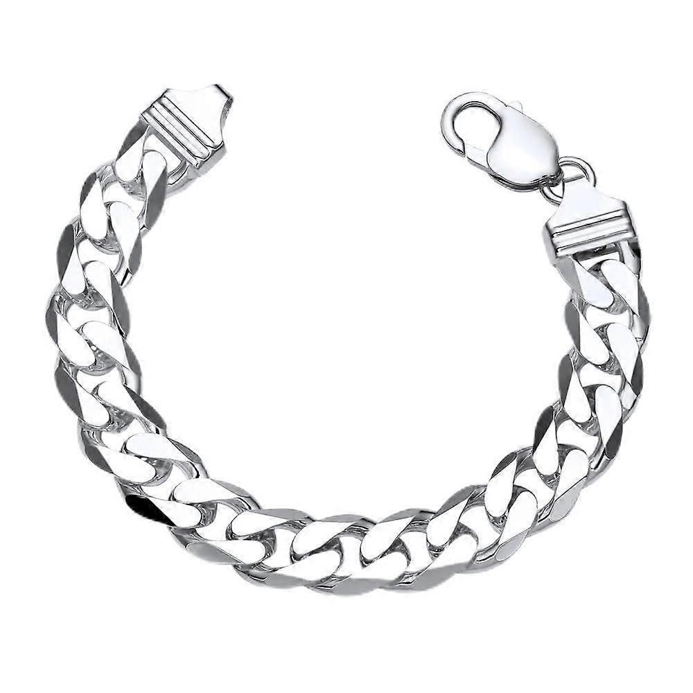 PA0120 925 Silver Curb Bracelet Width 12 mm Length Selectable 23.0 cm