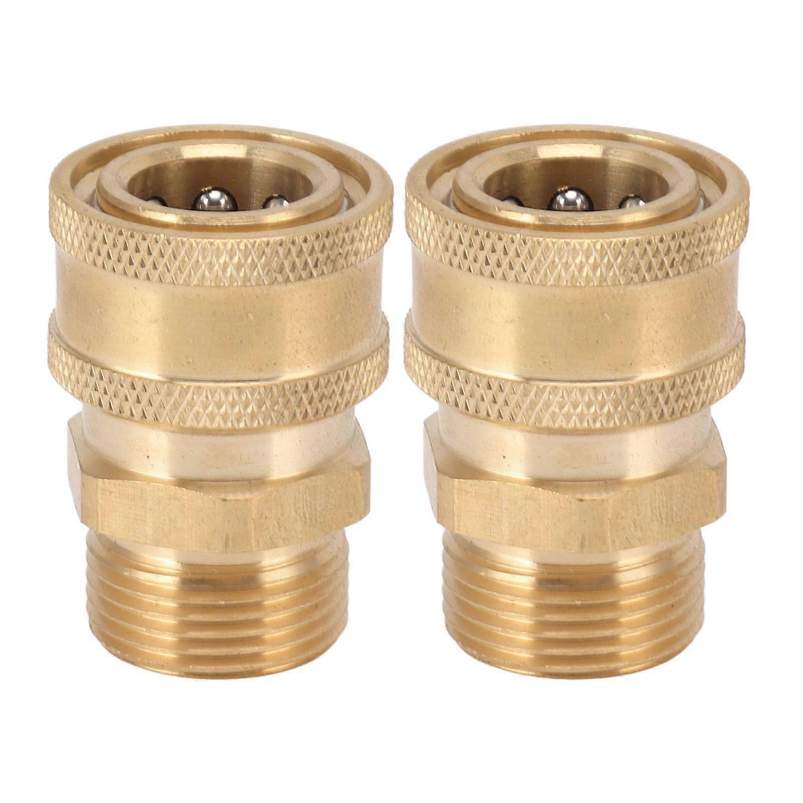 純銅製 M22 高圧洗浄機用継手アダプター 3/8インチ NPTメス - M22オスアダプター 内穴15mm/0.59インチ 2個