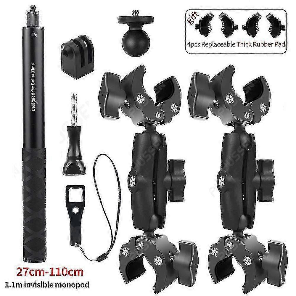 دراجة نارية غير مرئية سيلفي عصا مونوبود المقود جبل قوس ل Gopro Max Hero 11 Insta360 One X2 X3 Accessories 1.1m و 2 Clamp Kit SZRH A