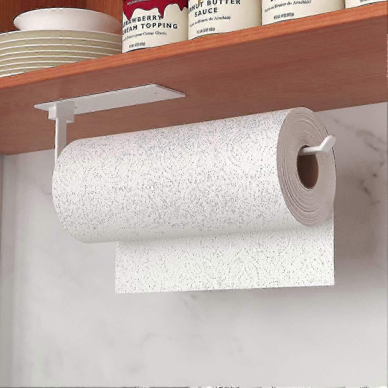 Kitchen paper holder white wall mount space saving solution