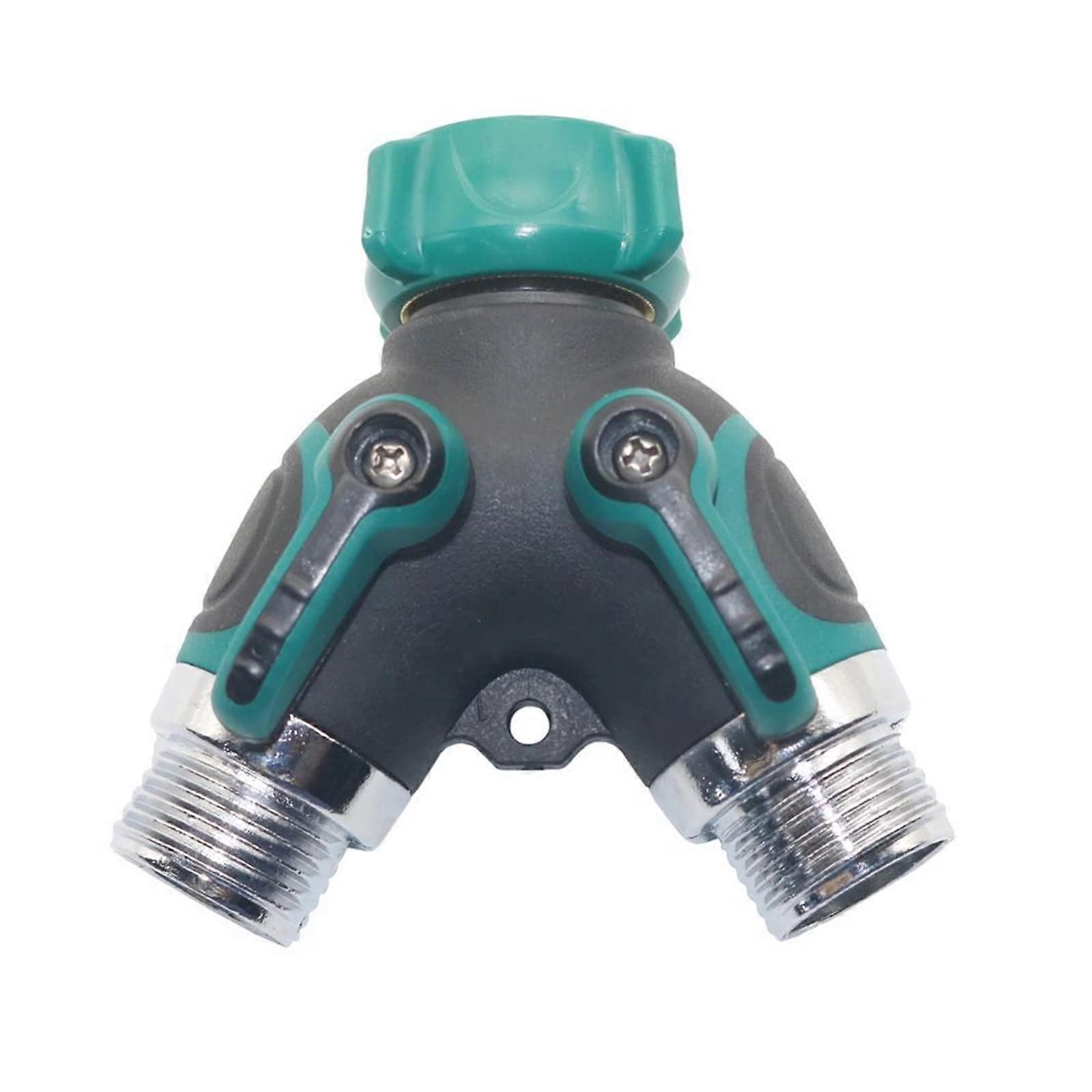 Metall 3/4" Y-Shaped Garden Water Faucet Splitter, 2-Way Irrigation Valve, Durable Hose Connector for Agriculture Use