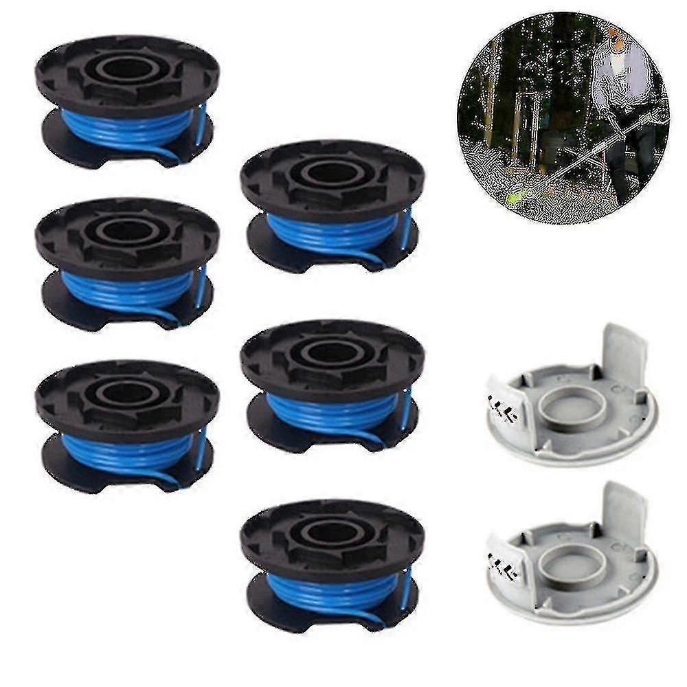 Trimmer Replacement Spool Line, Includes 2 Trimmer Caps, Compatible with Ryobi One+ AC14RL3A 18V, 24V, 40V Cordless Trimmers