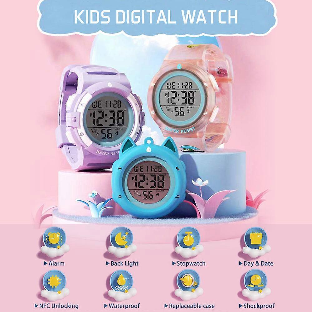 Digital Watch for Boys Girls Waterproof Kids DIY Watch Set with 3 Watch Cases and 2 Watchbands NFC Door Unlocking 50M Waterproof