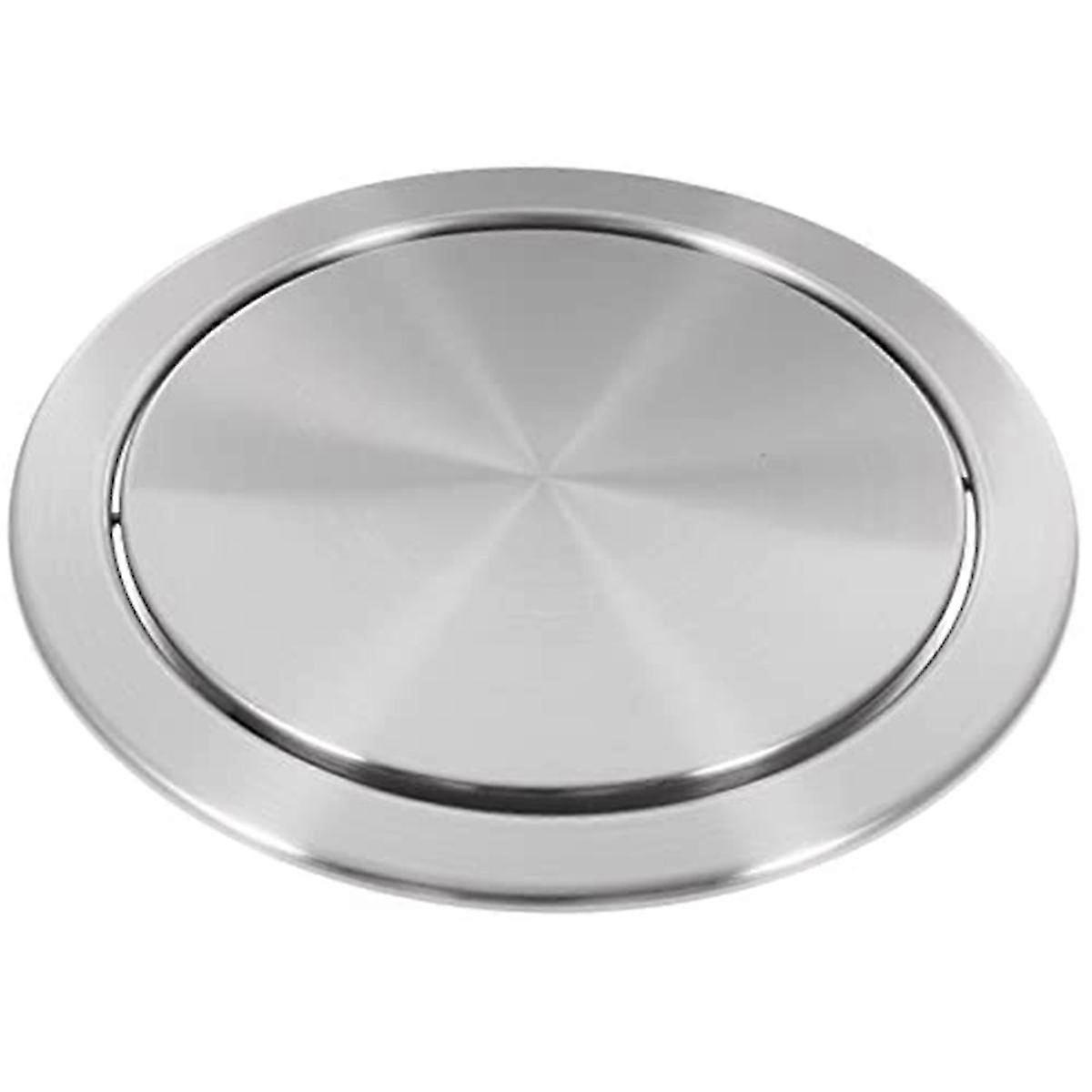 New and Improved Trash Can Lid: Simple Embedded Countertop Round Cover with Swing Flap for Kitchen, Bathroom, and Office