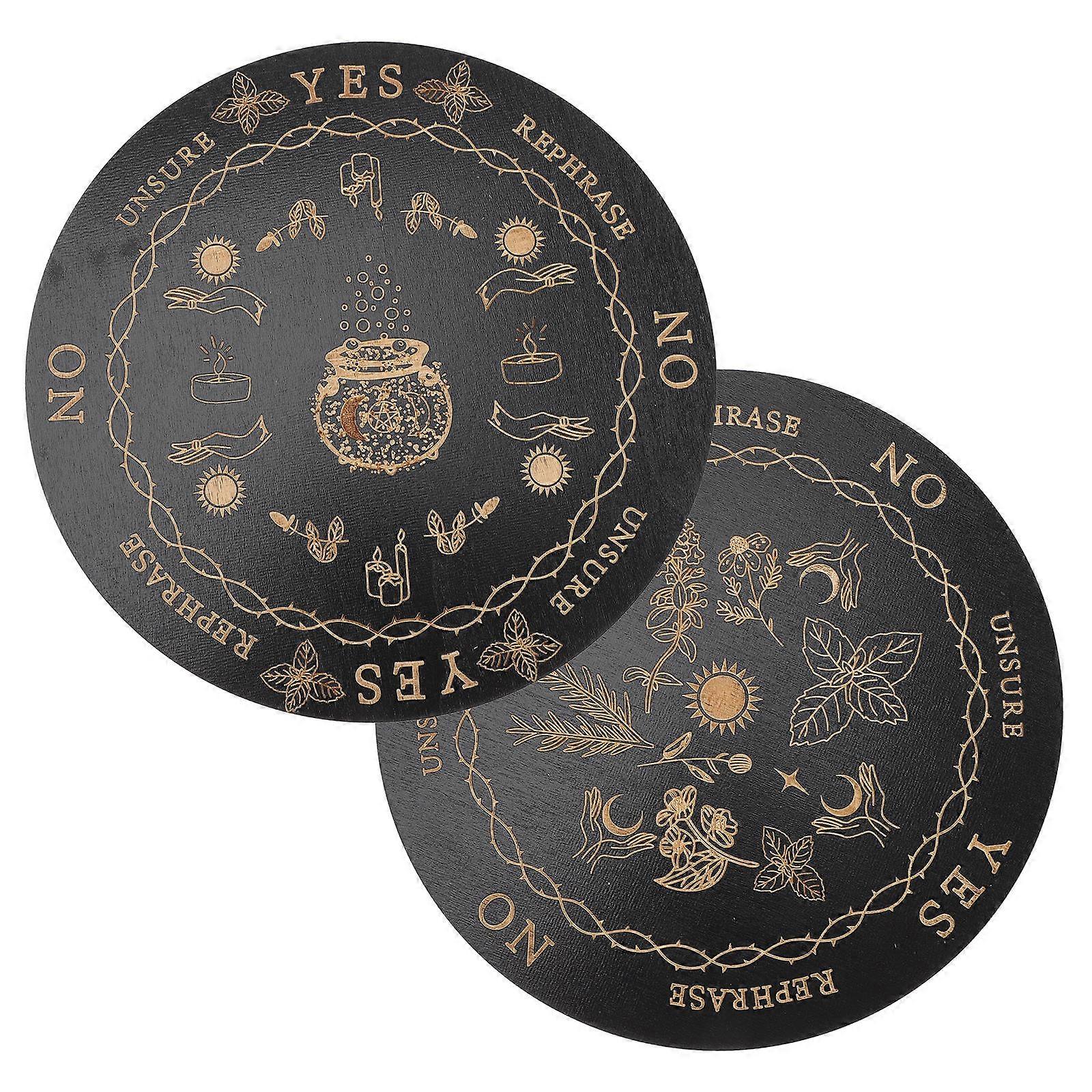 Wooden Divination Board Pendulum Board Beginners in Divination Black Material for Altarpiece 2Pcs