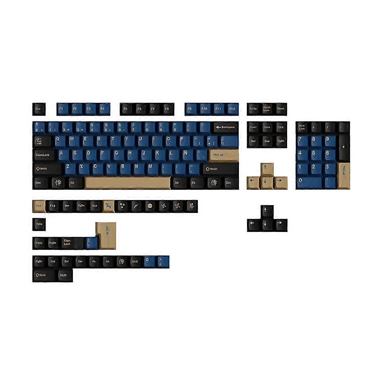 For Keycaps Samurai Big Set Key Caps Spanish Key Caps Blue