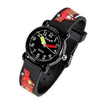 3D Kinderuhr, Cartoon Feuerwehrauto Gedrucktes Silikonarmband, Wasserdichte Uhr für Mädchen und Jungen 2-12 Jahre alt, Bestes Geschenk für Kinder