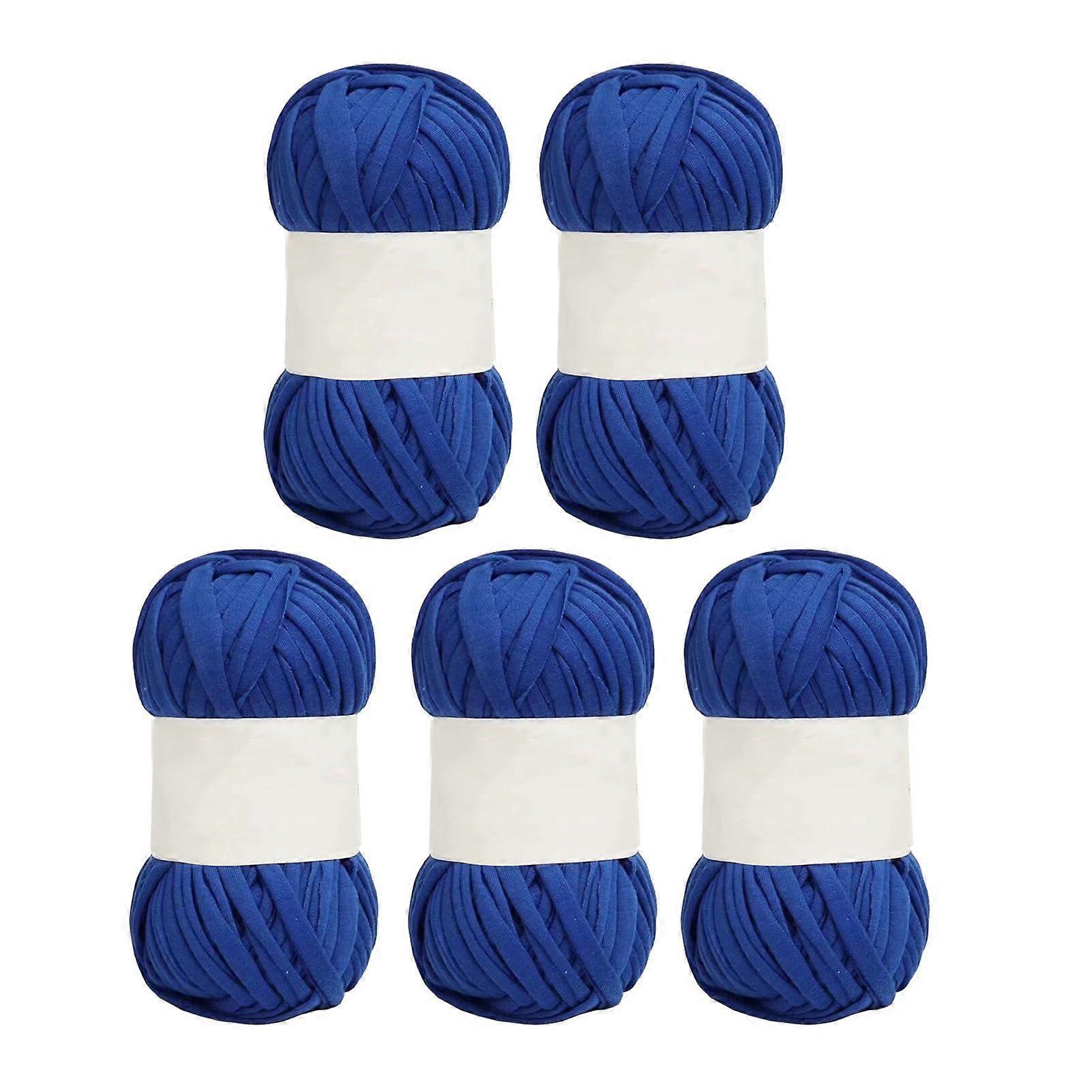5Pcs Spaghetti Yarn 0.8in Wide Soft Skin Friendly Cotton Bright Color Carpet Yarn for Crocheting Knitting DIY