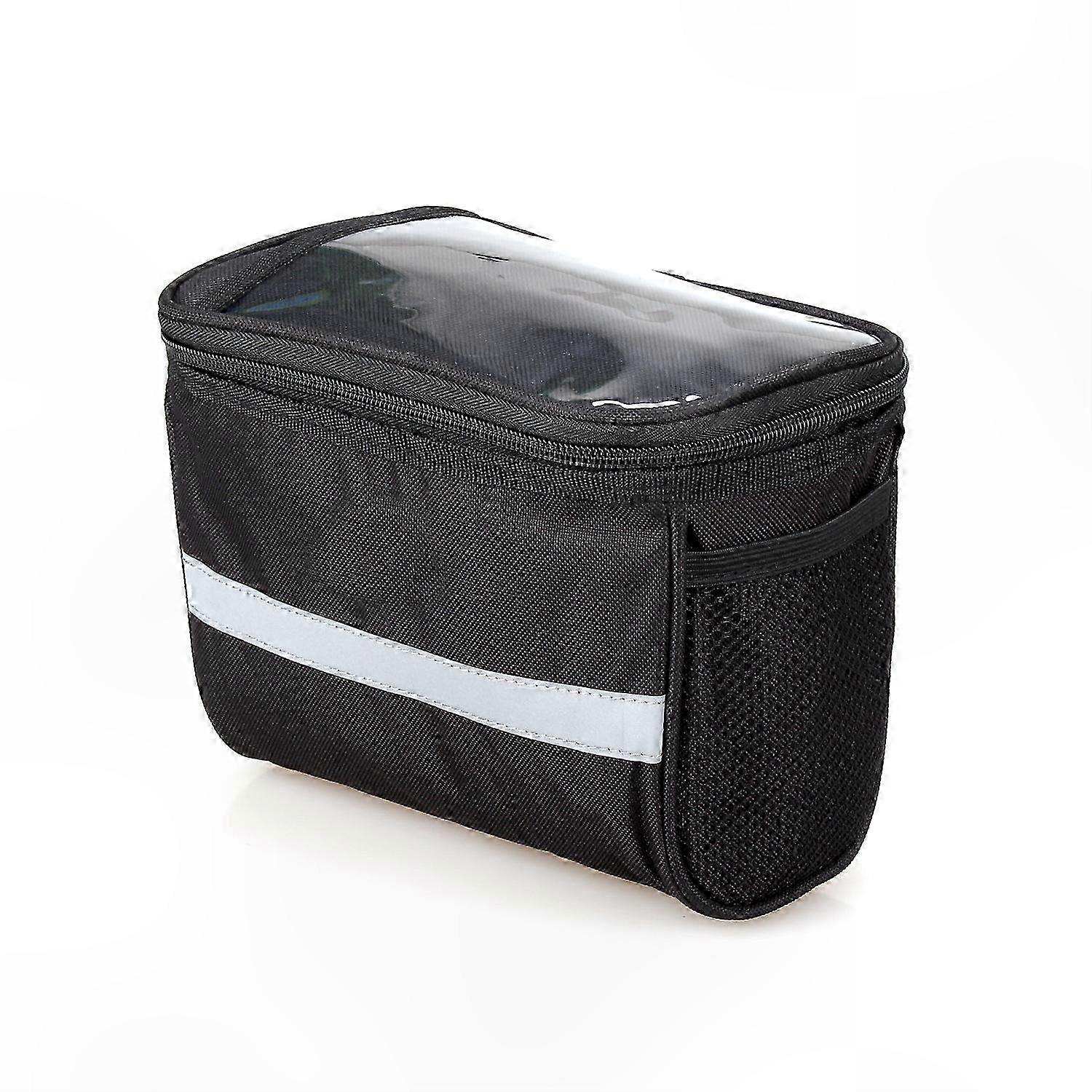 Reflective Stripe Bike Bag - Handlebar Mounted Front Frame Pannier Basket for Cycling Storage
