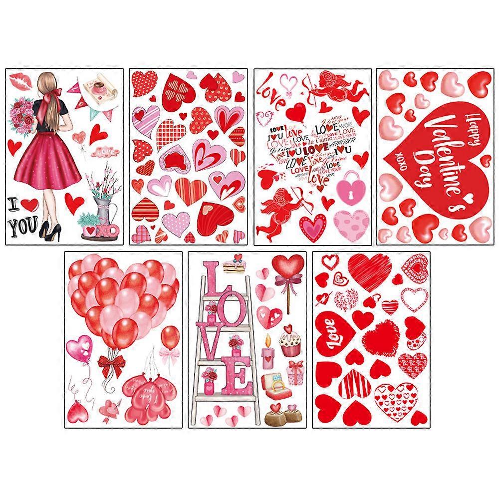 Heart Window Clings Static Sticker for Decoration 1Set Valentine Theme