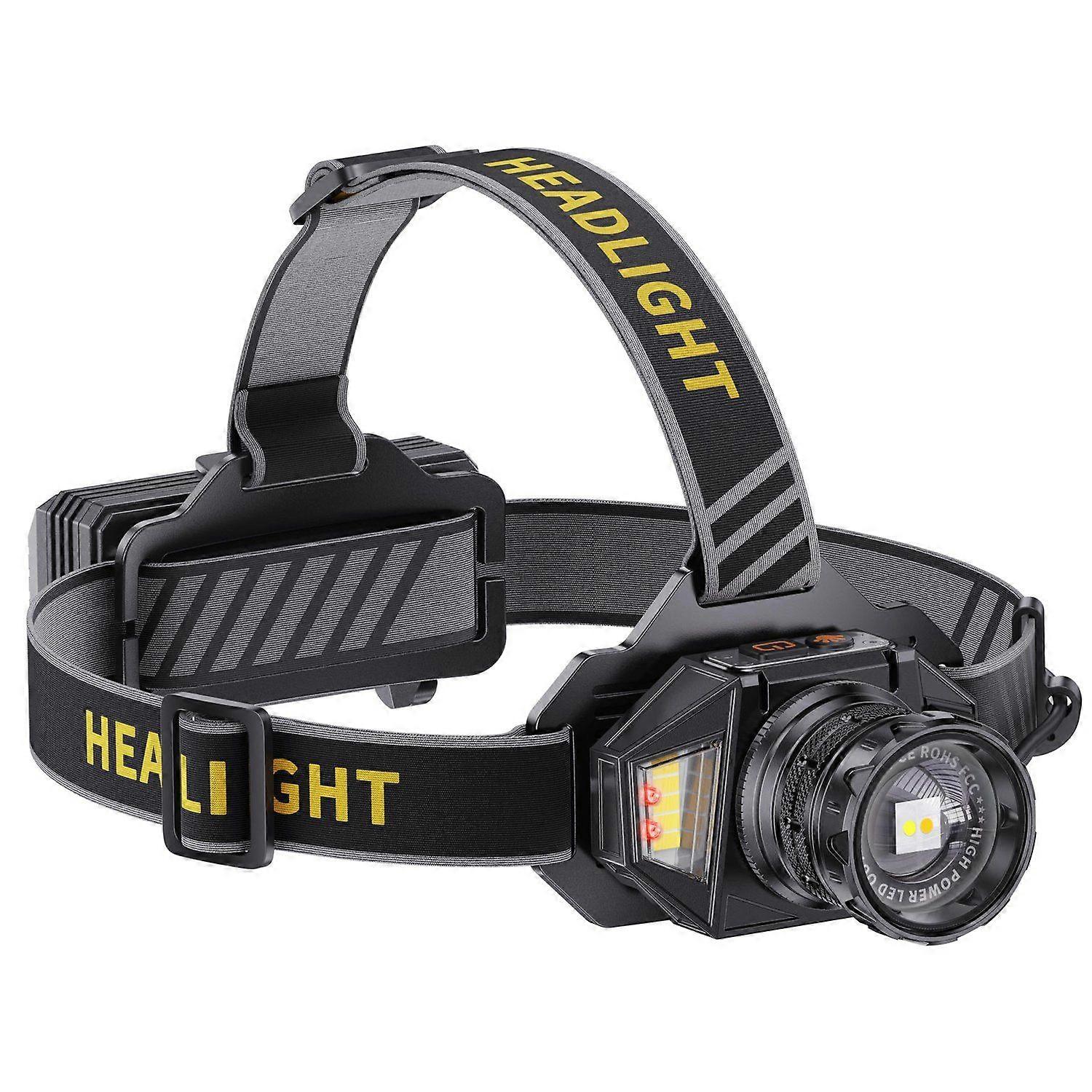 LED Headlamp Rechargeable990000 Lumens Head Lamp with 12 Modes & 60H Long Battery Life & Motion Sensor & IPX7 Waterproof,90 Adjustable Headlamps for O