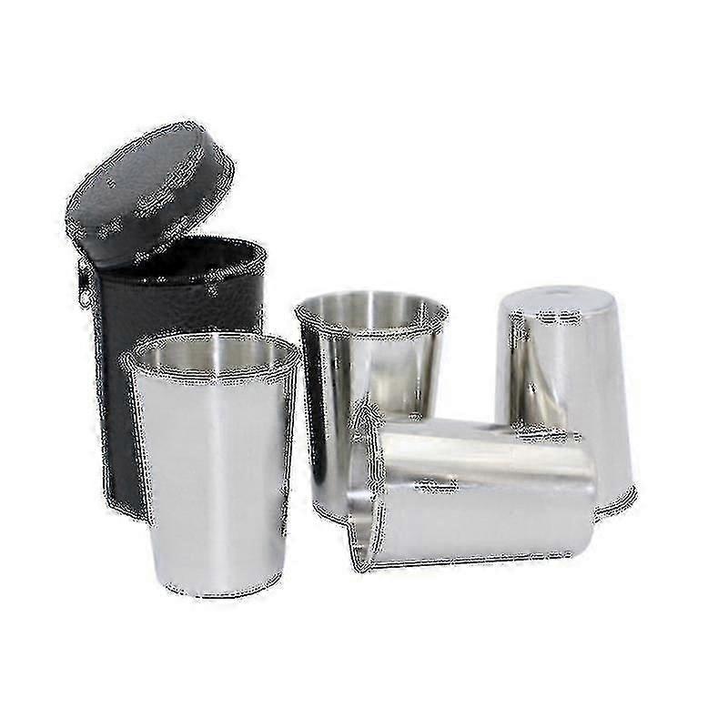 Stainless Steel Wine Glass Outdoor 150ml 4pcs Stackable with Cup Bag